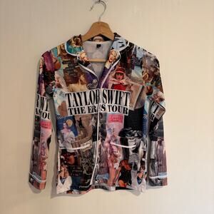 Taylor Swift Eras Tour Button Up Shirt Womens S Swiftie Fan Pop Art Graphic T